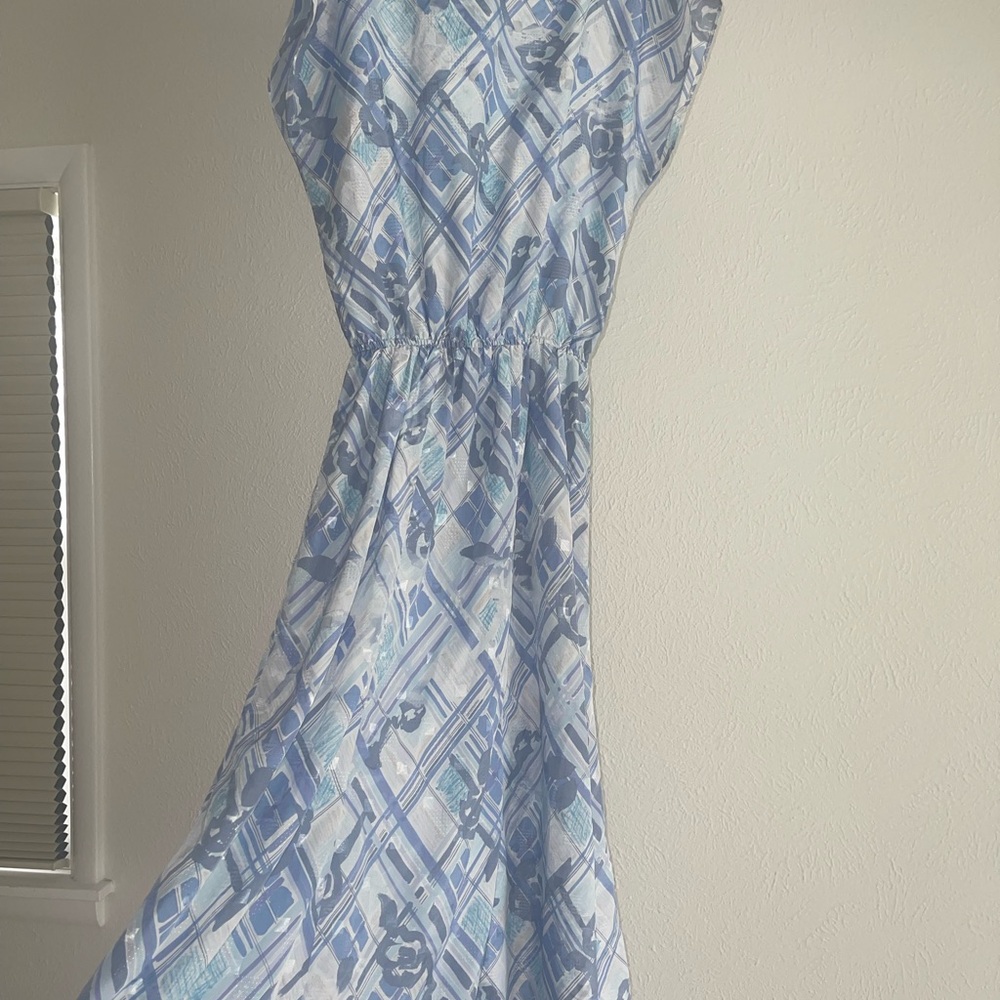 Vintage MISS DIOR Blue Patterned Dress